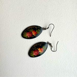 Artist hand painted Russian motif earrings